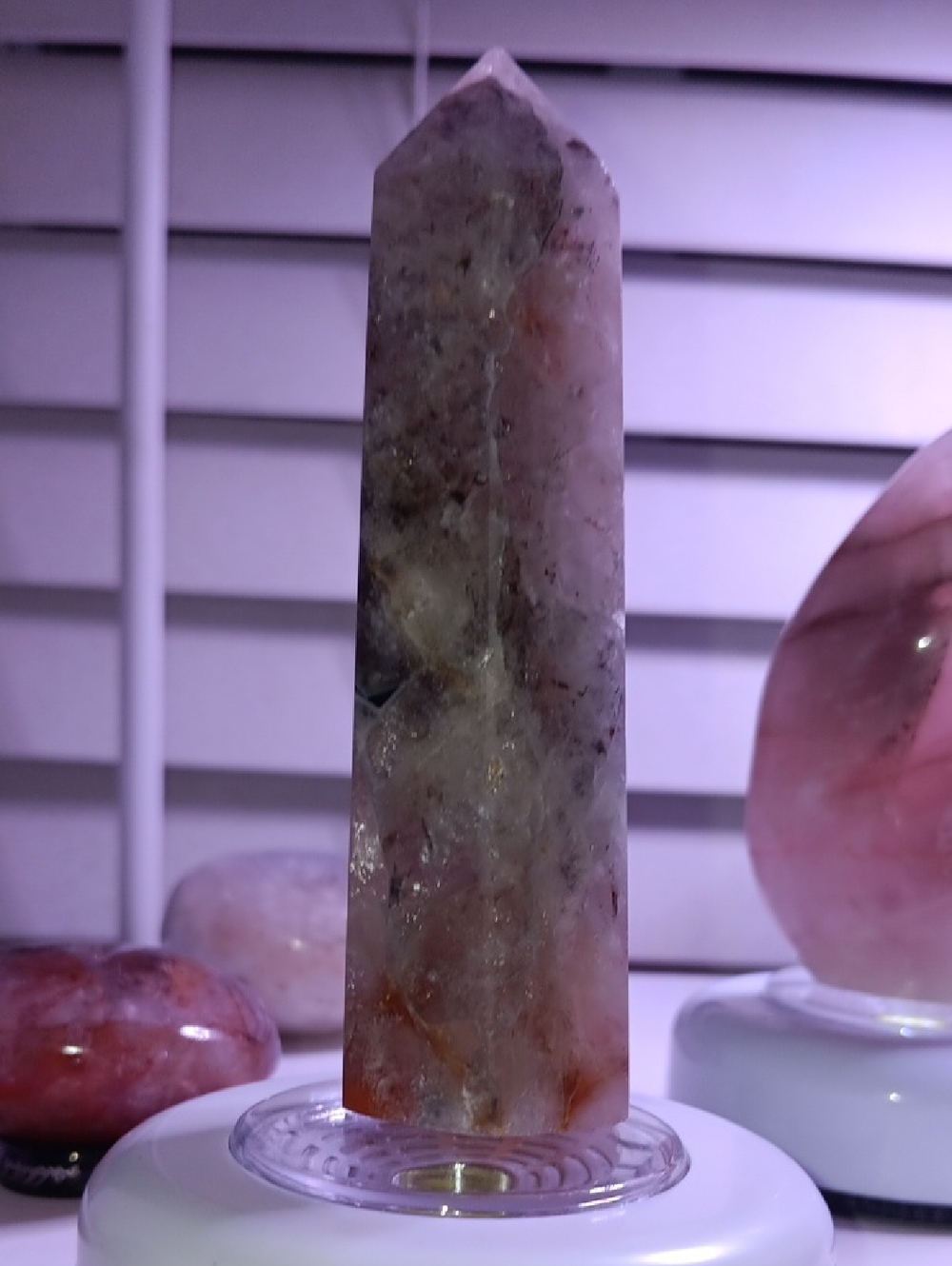 Natural Quartz Crystal Point Tower - White and Brown